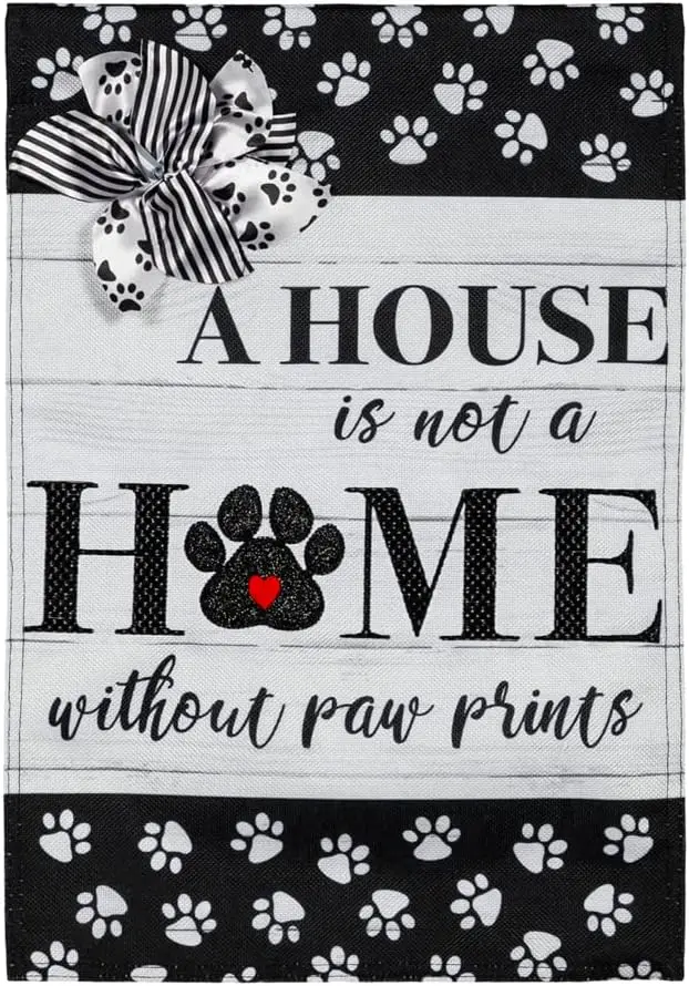 Evergreen Flag Paw Prints Garden Burlap Flag | Welcome Garden Flag 12x18 Double Sided | Small Garden Flags For Outside | All UUN