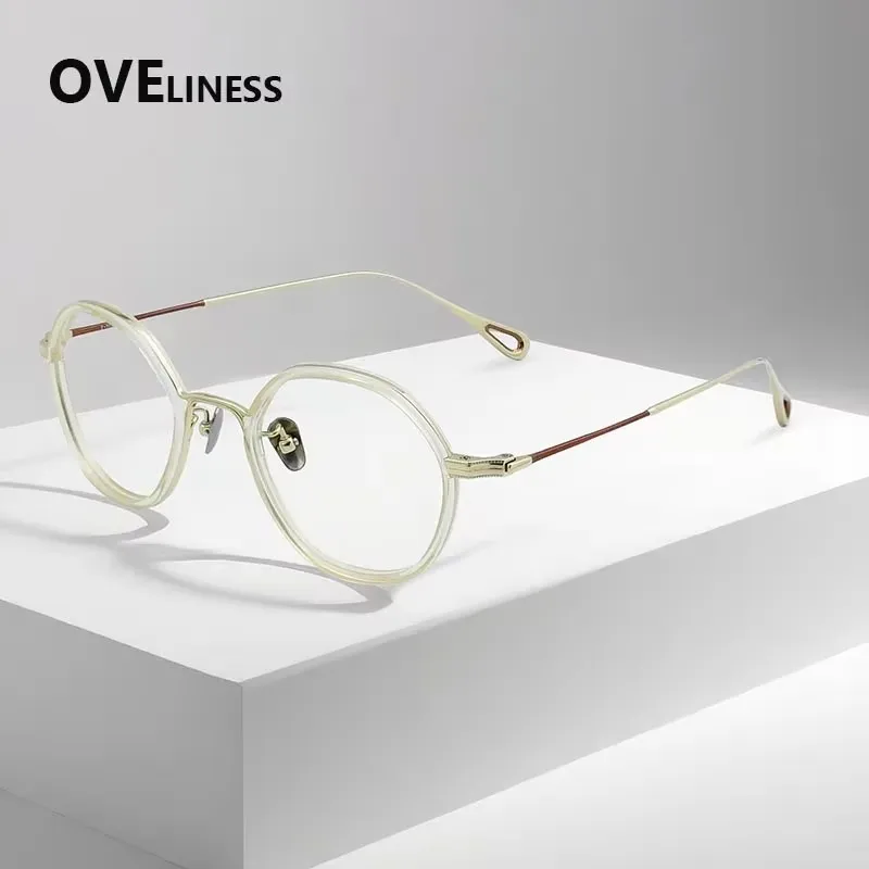 

Acetate Titanium Eyeglasses Frames Women Retro Vintage Round Glasses frame Men Spectacles Eyewear