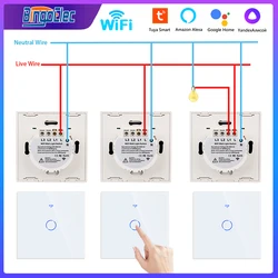 Bingoelec WiFi interruptor multicontrol inteligente UE 1 2 3 Gang interruptores táctiles de pared de vidrio RF433 Control remoto Tuya Alexa Google Home