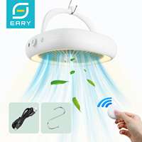 Eary 2-in-1 Portable Desktop Fan Wall-Mounted Head-Shake Usb Recharge Ceiling Fan 4 Speeds Wind Adjust Folding Air Cooling Fan
