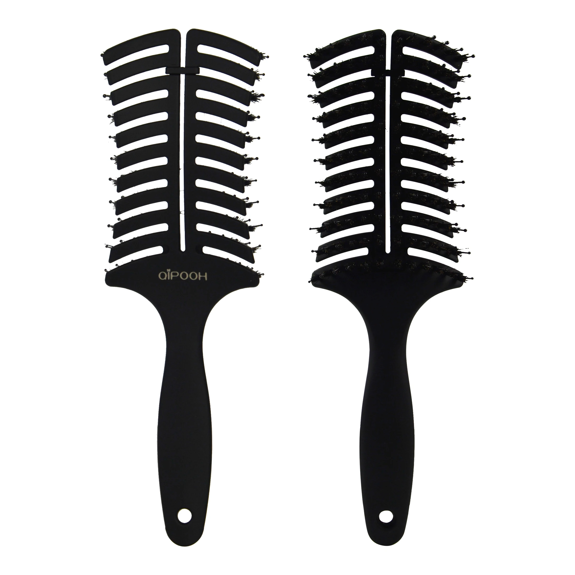 Qipooh Curved Vented Hair Brush Scalp Massage Comb Women Wet Curly Detangle Hair Brush for Salon Hairdressing Styling Tools