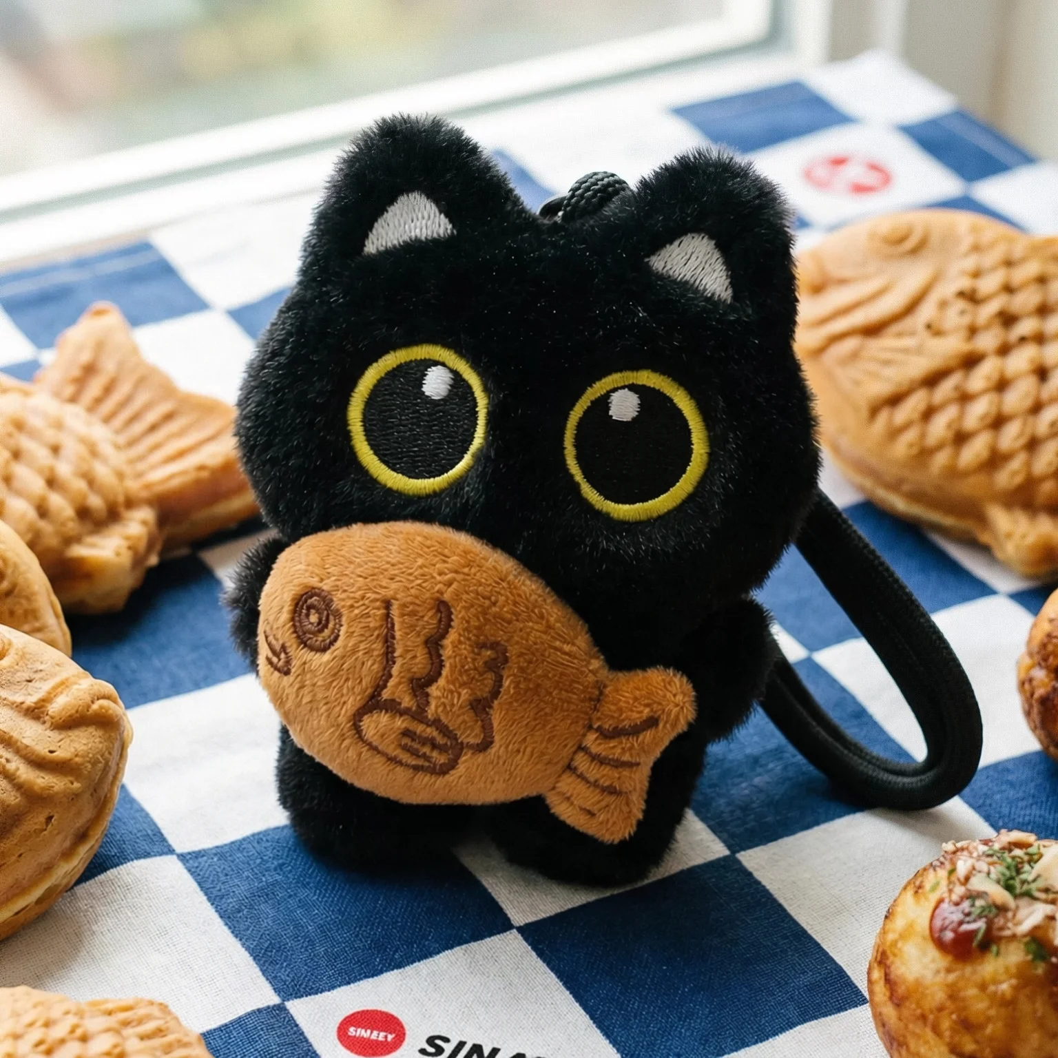 sinaeey-big-eyes-black-bag-charm-plush-doll-toy-birthday-gift-for-women-summer-2026-fashion-accessories-leather-goods