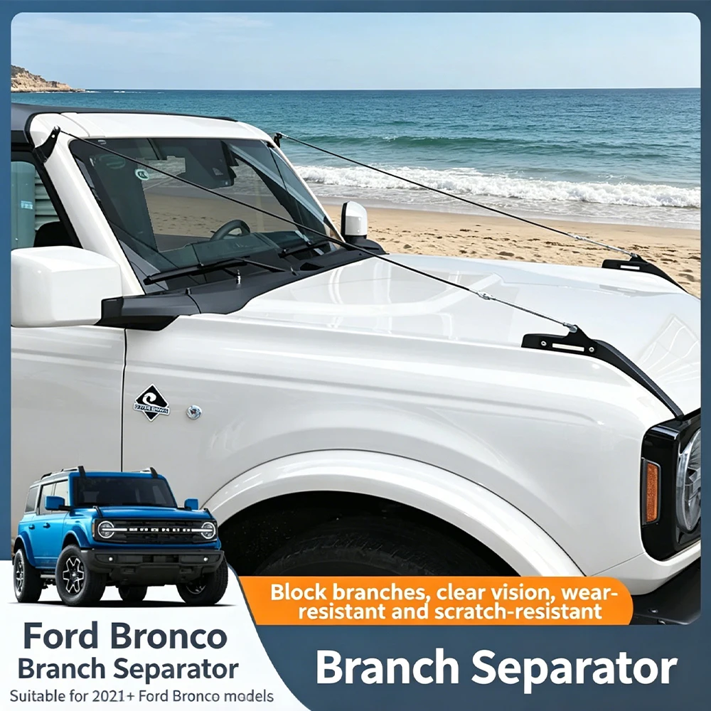 Off-Road Hood Branch Separator For 2021+ Ford Bronco Anti-Scratch Tree Branch Deflector Clear Vision Protective Car Accessories
