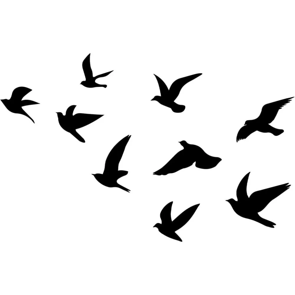 9 Stück schwarze Vogel-Wandaufkleber, fliegende Vögel, Wanddekoration für Zuhause, Schlafzimmer, Wohnzimmer, Dekoration, Wandaufkleber, Vinyl-Transfer