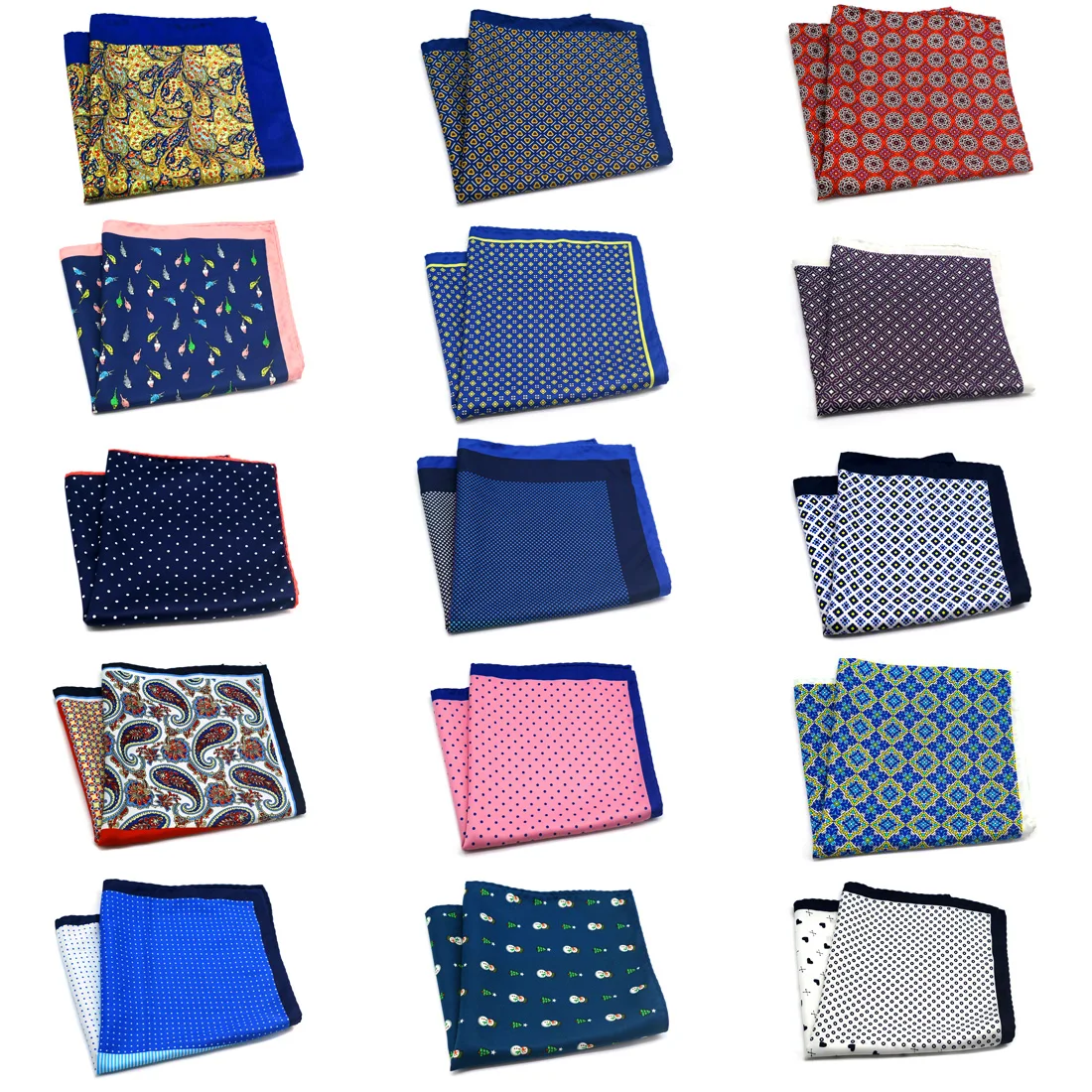 Wholesale 15 Piecess Men\'s Pocket Squares 12.5In Large Silky Floral Pocket Square For Men Women Handkerchiefs Set Assorted