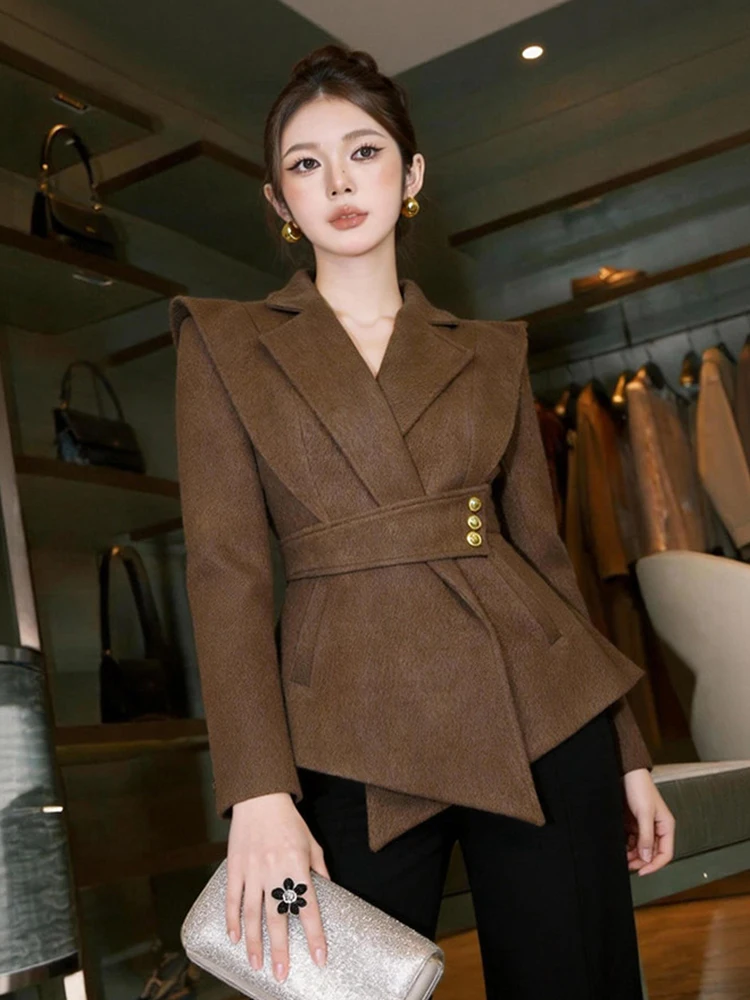 

Women Spring New Arrival Woolen Coat Business Blazer Professional Work Lady Coat Casual Daily Formal Occasion Outwear Fashion
