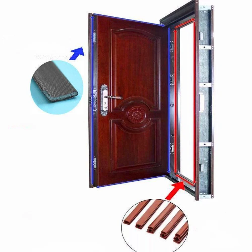 6M Anti-theft Door Silicone Sealing Strip Door Seam Sound Insulation Warmth Preservation Self-adhesive Adhesive Strip Door Seal