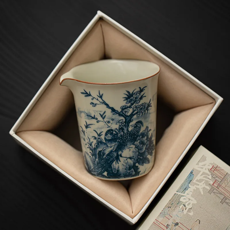 Ru Ware Series Ceramic Fair Cup Gong Dao Bei Cicada Wing Gracked Glaze Golden Thread and Line Supportable Pot Mug Gift Box