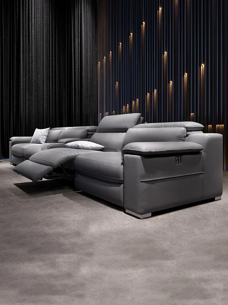 New private villa home cinema sofa retractable leather electric functional sofa living room audio-visual room sofa chair