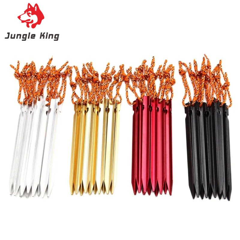 

Jungle King 8 Pcs Aluminument Tent Pegs Nail with Rope Camping Hiking Equipment Outdoor Traveling Tent Accessories 18CM