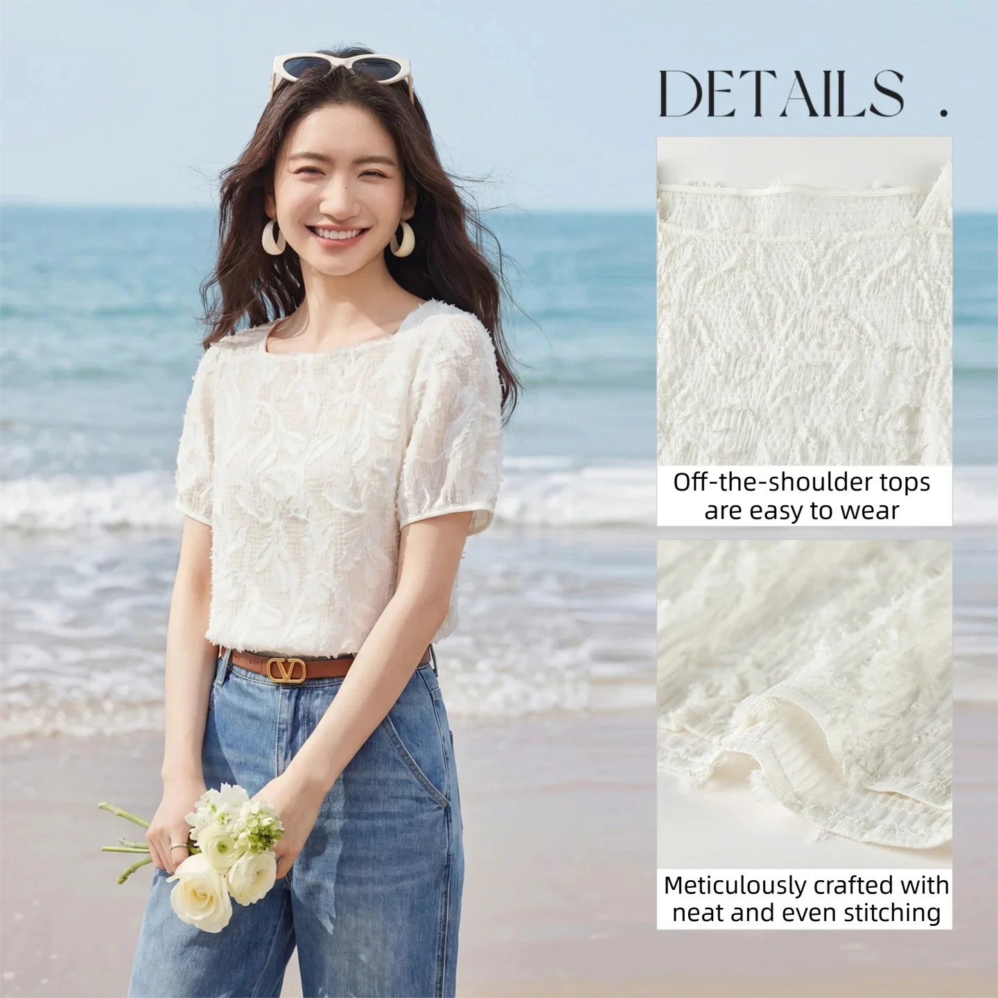 Blusa de Manga Corta con un So - Tassel Fringe Trim reseña y precio