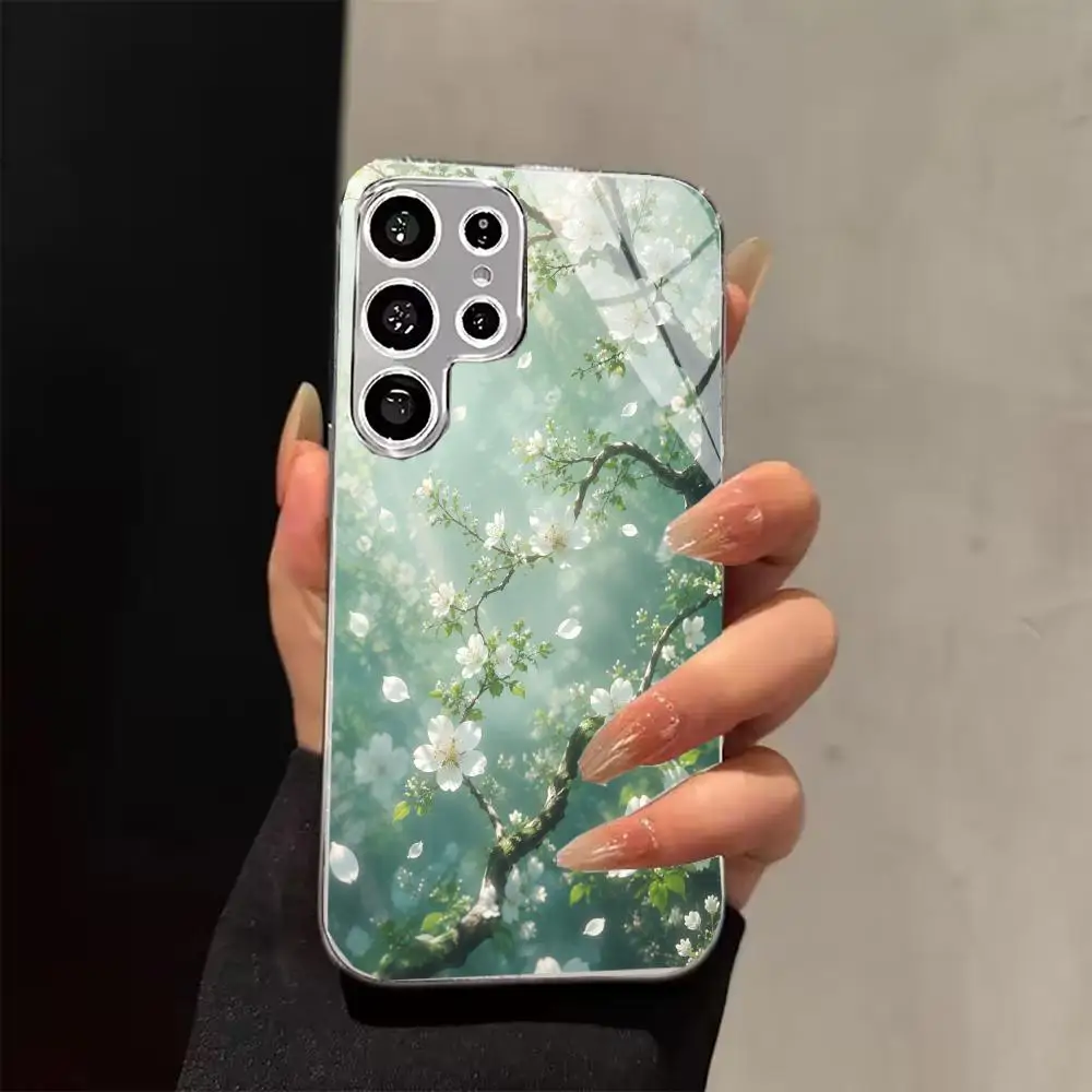 Vintage Green Floral Twig Phone Case  for Samsung Galaxy S24/ S24 Ultra/ S25FE/S25 /S25 Ultra / S26/S26 Ultra/S26 Plus