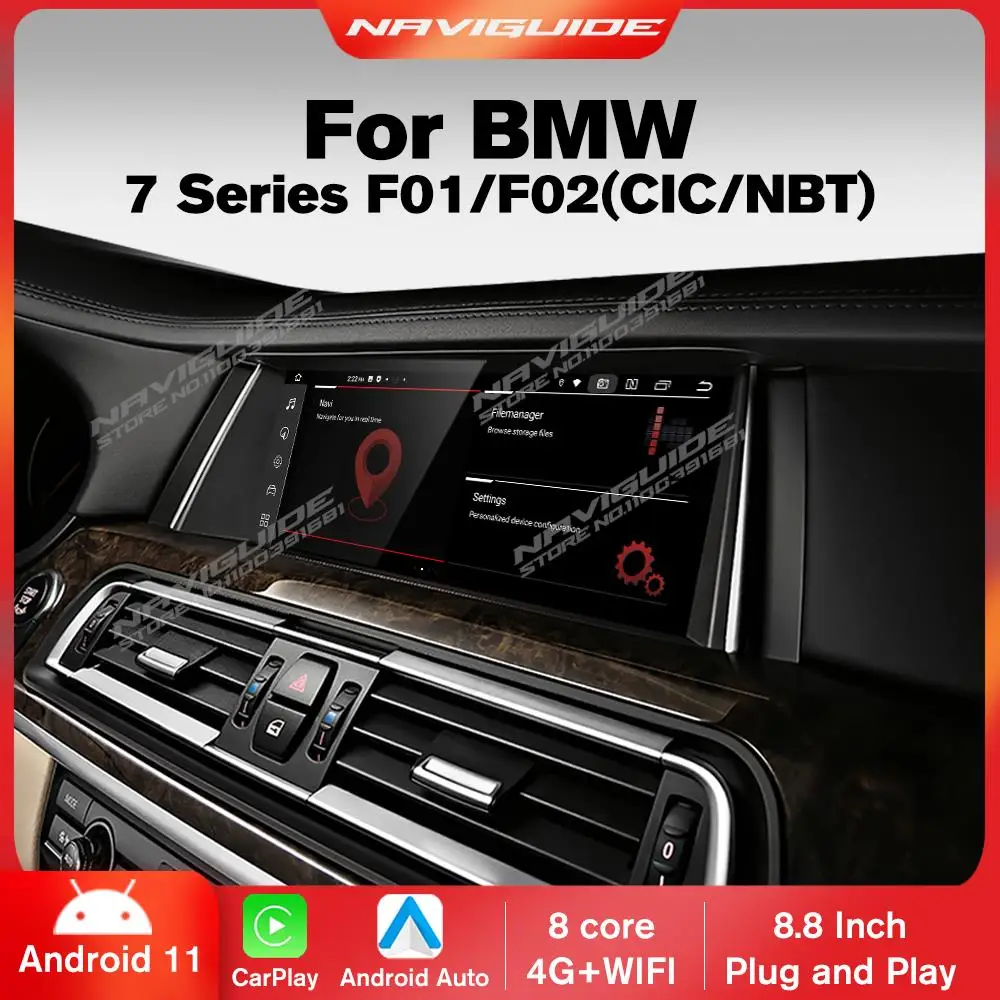 

NAVIGUIDE 10.25" 6G+128G CarPlay For BMW 7 Series F01 F02 2009-2014 CIC NBT System Car Radio Multimedia Player GPS Bluetooth