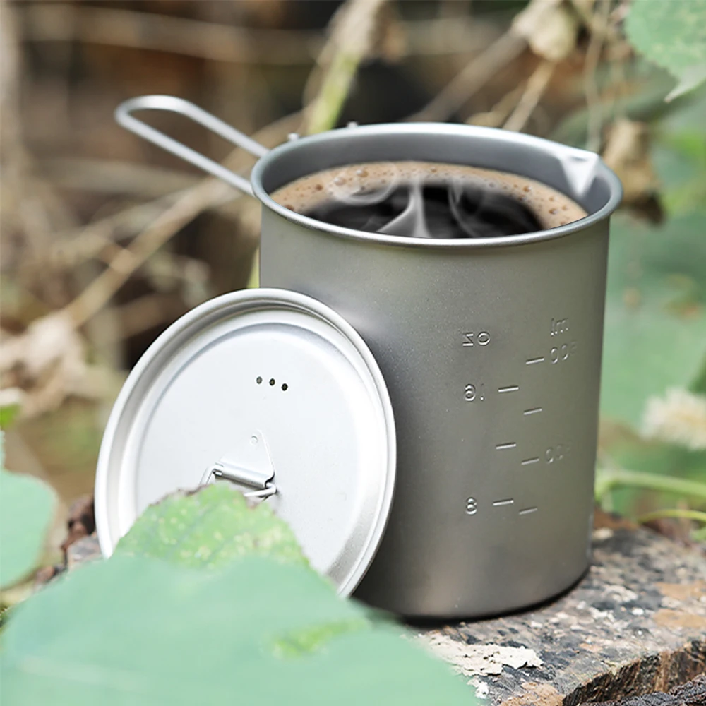 

Hiking Ti Cup Ti Coffee Mug Ti Tea Cup Ti Water Cup with Lid and Handle Outdoor Camping Tea Cup 750ml Coffee Mug Ti Water Cup