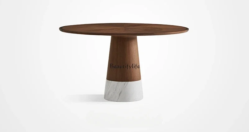 

Marble North American Black Walnut Solid Wood Round Dining Table