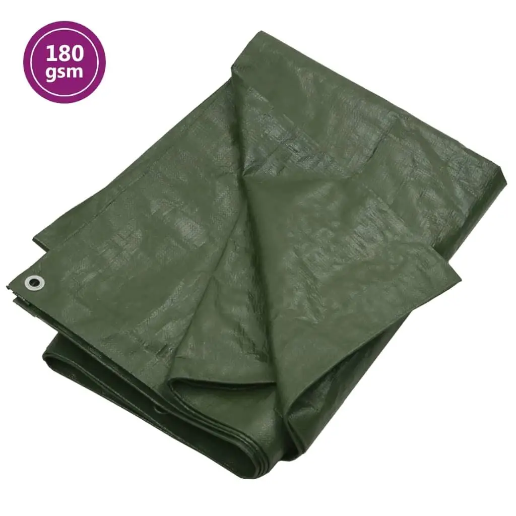 HDPE Green Tarpaulin 180g/m² 6x8m Waterproof & Durable Cover - Weather Resistant Outdoor Sheet