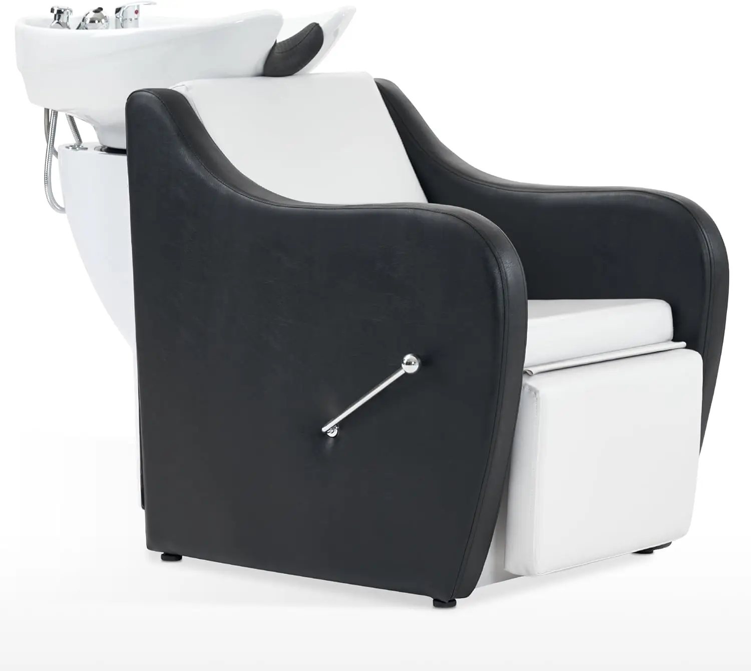 

BarberPub Backwash Ceramic Shampoo Bowl Sink Chair Station Spa Salon Beauty Bowls 9089 (White Black)