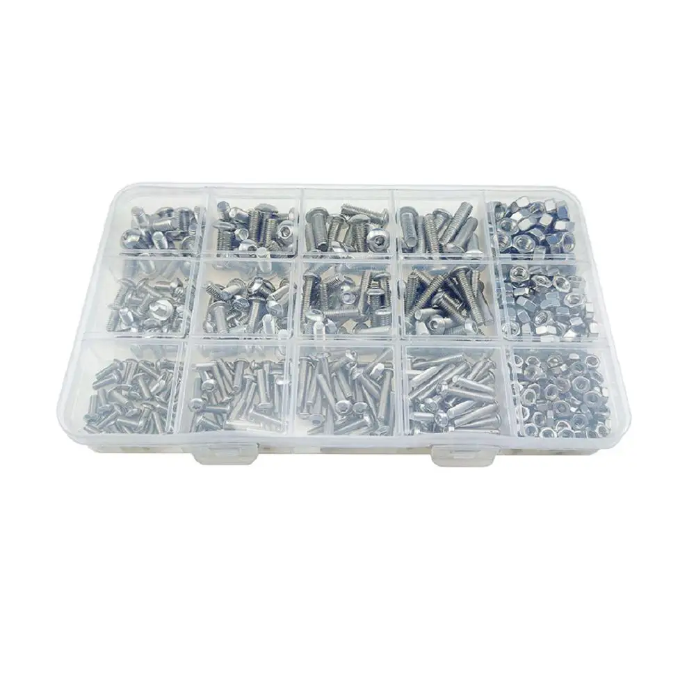 Stainless Steel M5 Hex Socket Screws Nut Washer Set 500 Pieces Bolts Kit with Storage Box for DIY and Appliance Repair