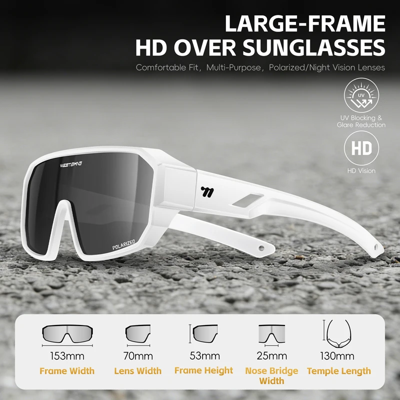 

Поляризованные велосипедные очки WEST BIKING с защитой от ультрафиолета UV400, антибликовые, для активного отдыха, для ночной езды, подходят поверх очков для близорукости