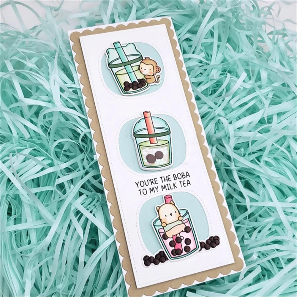 Boba Tea Stems and Sprigs Clear Stamps and Cutting Dies for DIY Craft Making Art Card  Photo Album Scrapbooking Crafts Decora