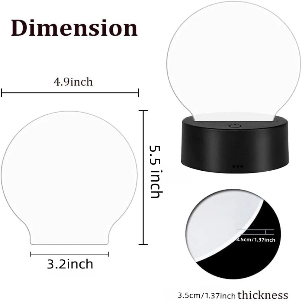 Lampy 3D Podstawa 6/12 Szt Lampka nocna LED DIY Przezroczyste arkusze akrylowe Kolor RGB Zdalny kabel USB Stojak świetlny Dekoracja Sypialnia