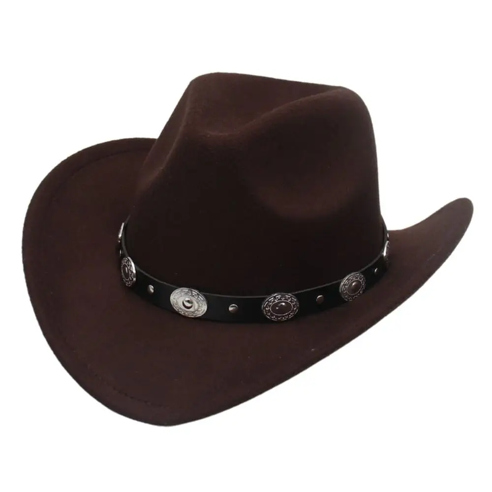 New Artificial Suede Western Cowboy Hats Vintage Big-edge Gentleman Cowgirl Jazz Hat Holidays Party Cosplay Hat Women Men