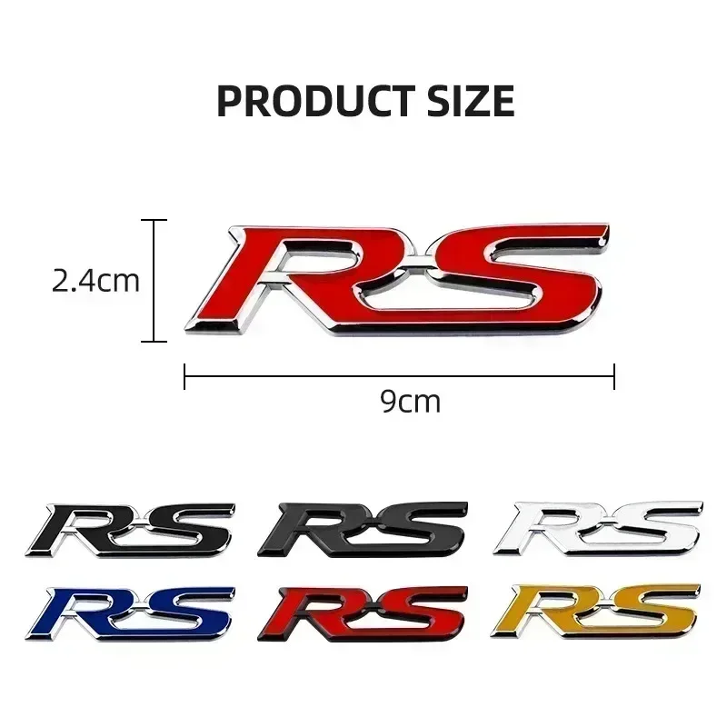 3D Metal Logo RS Emblem Letters Car Front Grille Badge Rear Trunk Sticker For Honda Civic City Fit Shuttle Jazz Car Acceessories