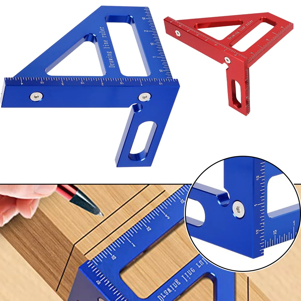 1pcs 45/90 Degree Woodworking Square Ruler 3D Multi Angle Measuring Ruler Square Hole Scribing Ruler Carpenter Tools Accessories