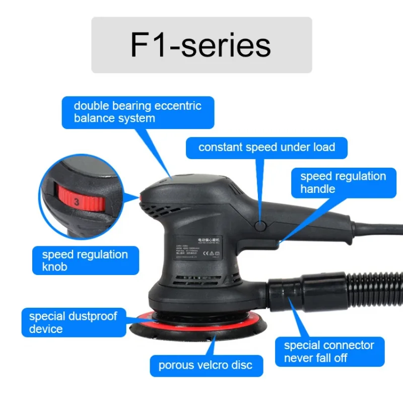 6 Inch Random Brushless Orbit Electric Orbital Sander For Car Wood