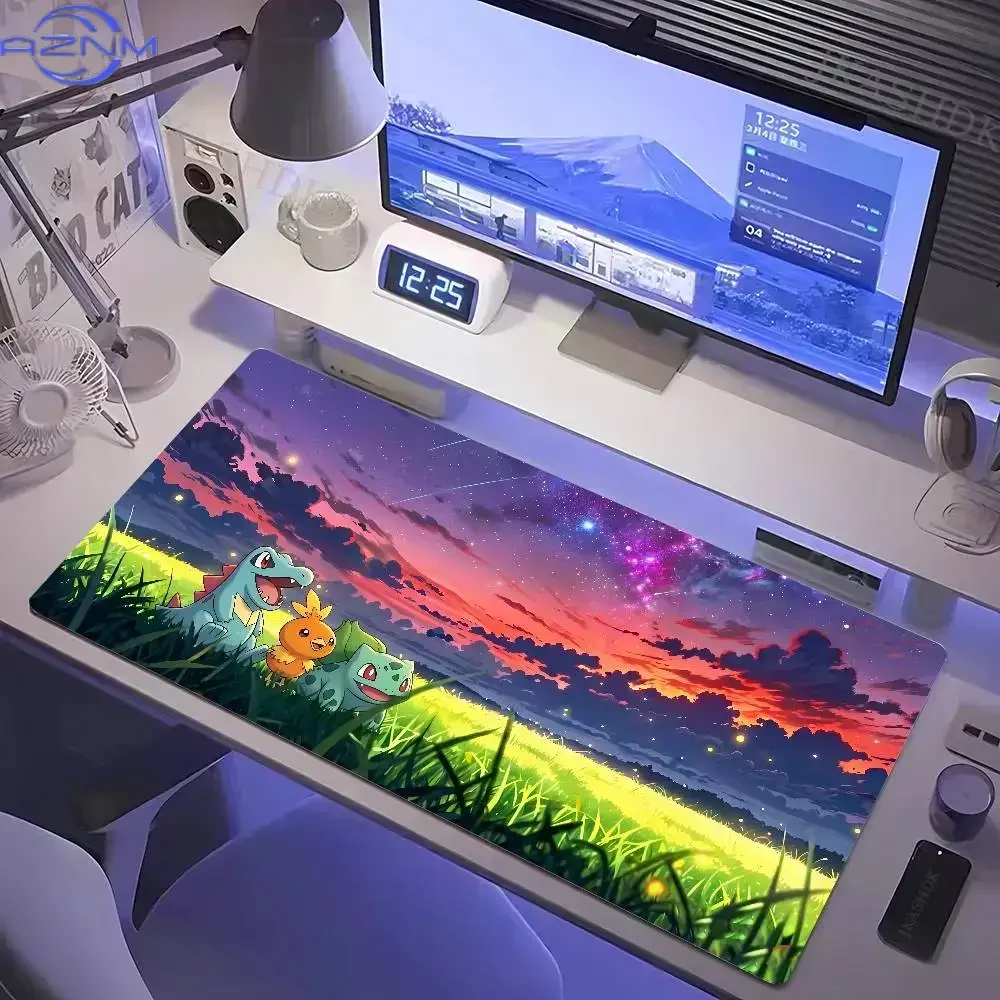 Rubber Mouse Pad Anime Gengar And Other Cartoon Monster Patterns Anti-Slip Gaming Desk Mat Stitched Edge Desktop Protector for G