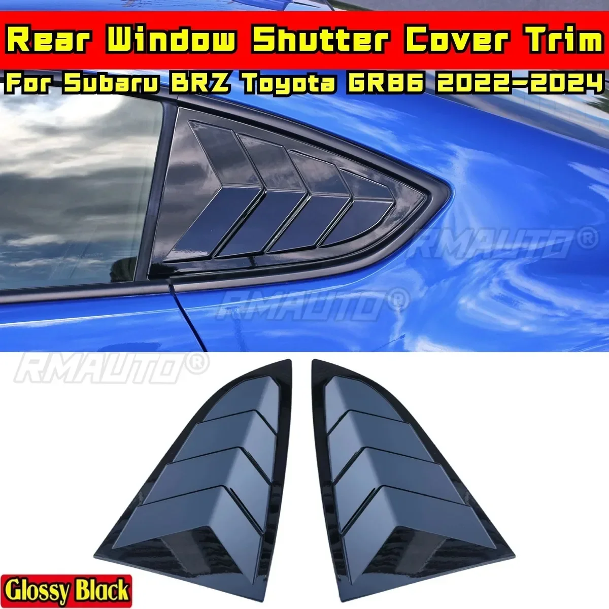 BRZ GR86 Car Side Rear Window Louver Shutter Cover Matte Black DC Style For Subaru BRZ Toyota GR86 2022-2024 Car Accessories