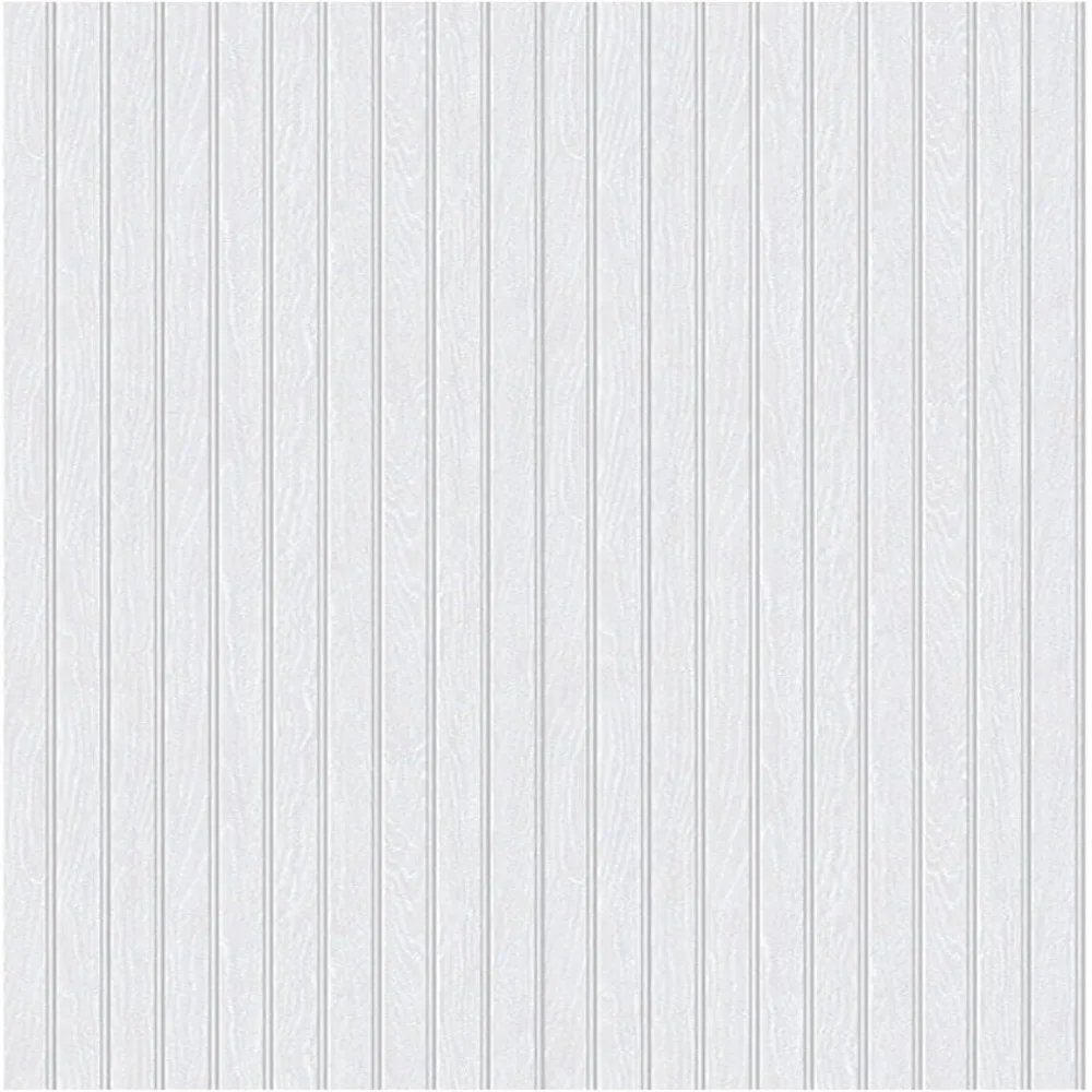 Practical PVC Beadboard Wallpaper White Removable Wall Covering Sheet Woodgrain Wall Decor Sheet Rental Space Decor Update