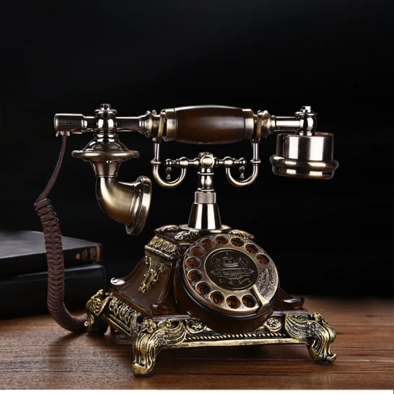 European Style Retro Telephone Landline Home Antique Wireless Card Phone Fashion Creative Old Turntable Decorative Ornaments