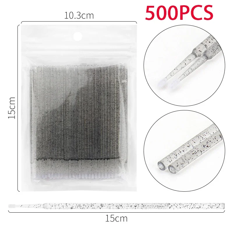 500/1000PCS Wimper Reinigingsborstel Zeer Kleurrijke Kristallen Borstel Wimper Micro Borstel Makeup Clean Remover Tool Groothandelaar
