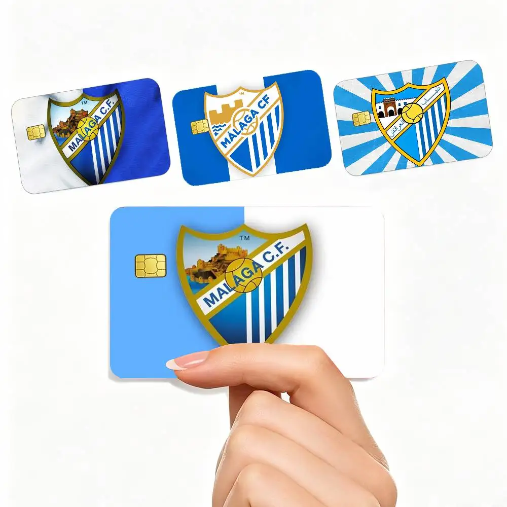 FÚTBOL M-Malaga C-CF ESPAÑA 4 pegatinas de tarjeta pequeñas impermeables con chip, 1 set de pegatinas de tarjeta anti-arañazos (4 unidades)