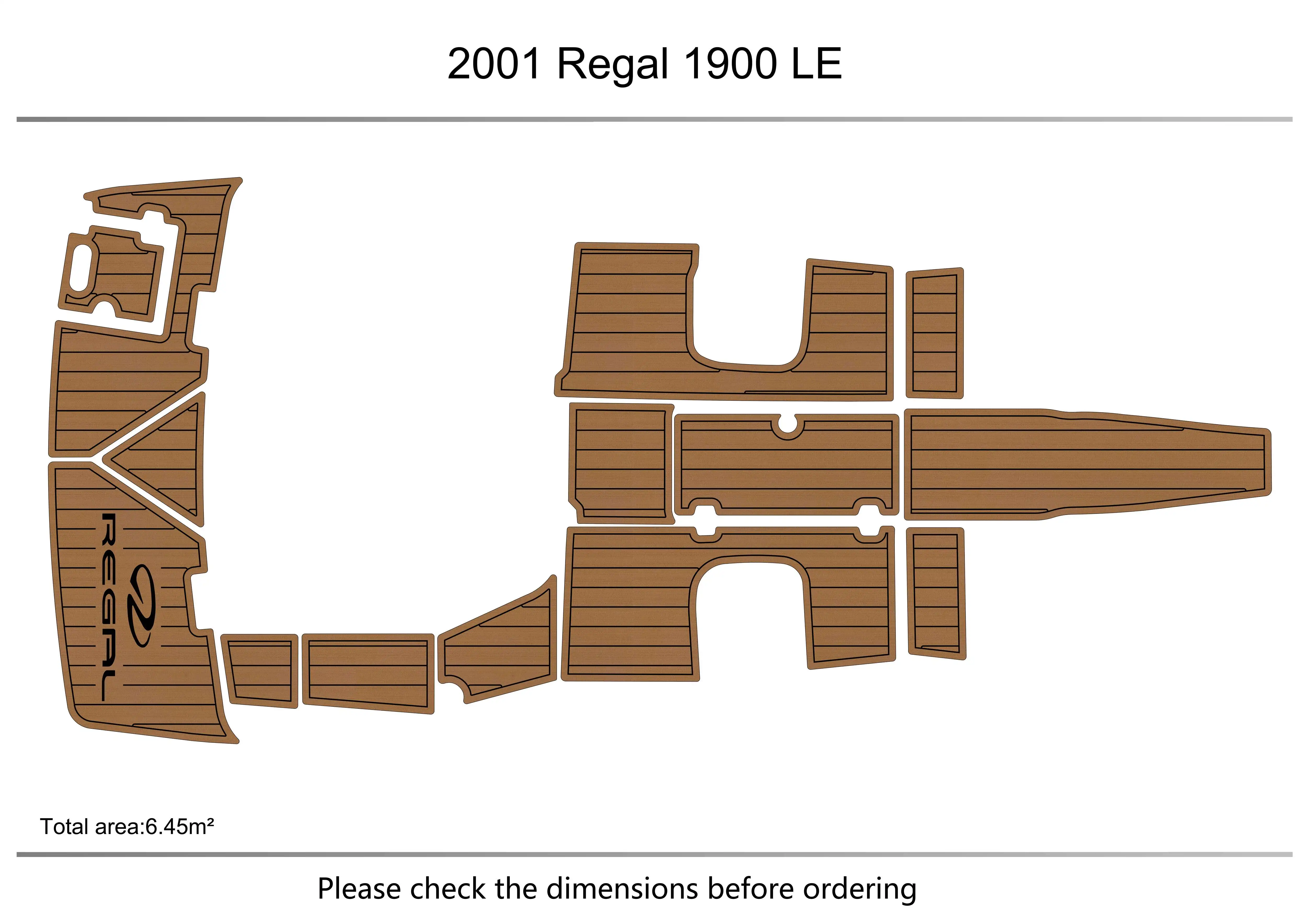 

2001 Regal 1900 LE Cockpit Swimming platform1/4" 6mm EVA FAUX Water Ski Yacht Fishing Boat Non-slip mat floor