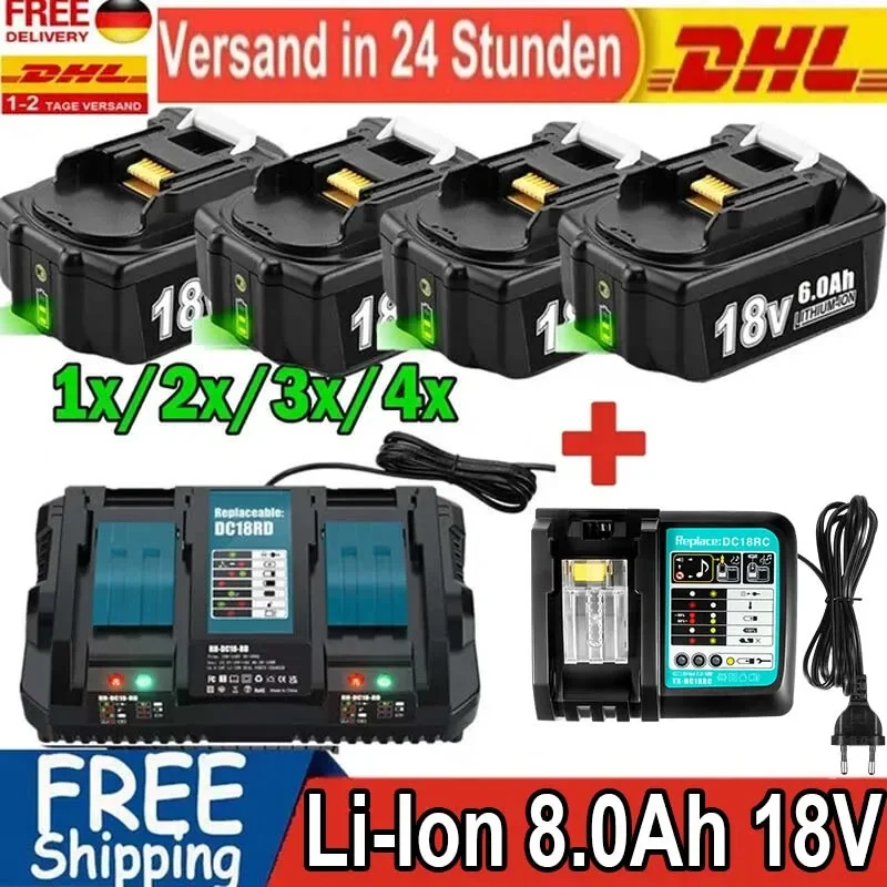 For Makita 18V Battery 8000mAh Replacement Battery Compatible For Makita BL1830 BL1850 BL1840 BL1840B BL1850B BL1890 Power Tools