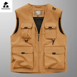 Colete respirável de bolso múltiplo masculino, jaqueta esportiva sem mangas, moda casual, design de fotógrafo, colete de pesca, outono, 2024