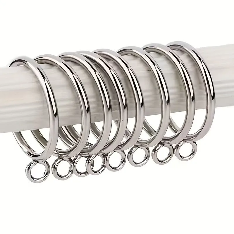 12 pcs 25mm Metal Window Curtain Rings Easy Install, designed for Bathroom Shower Panel, Smooth Sliding On Rod, Silver