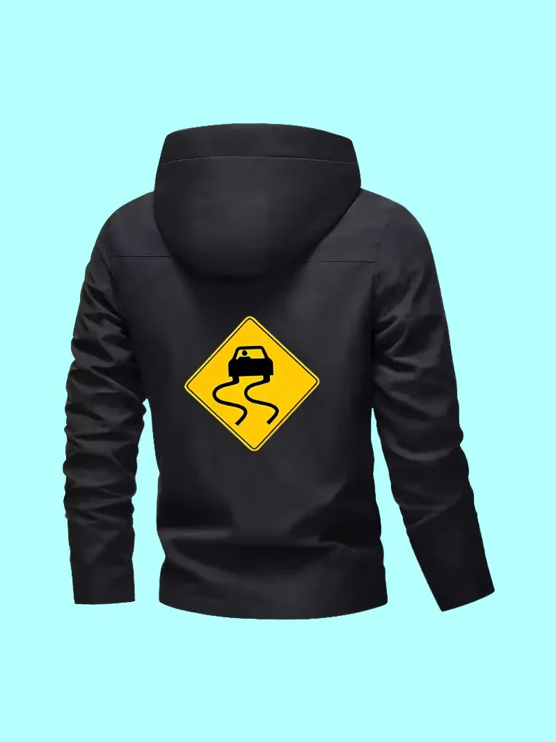 

This new style men's jacket is classic, slim-fit, with sports prints fits daily outings, home use and casual travel.