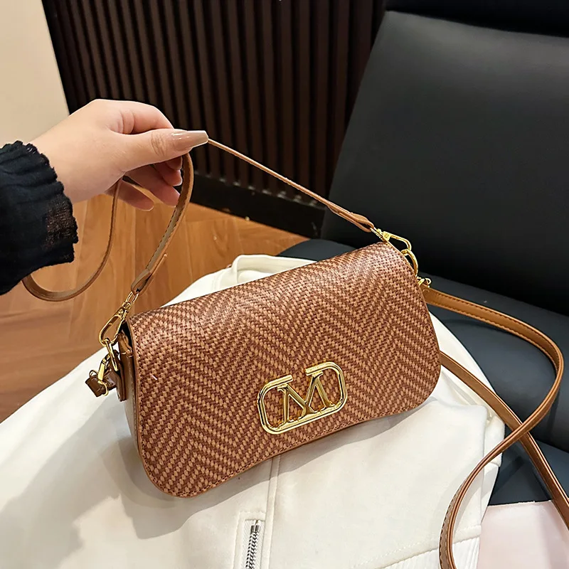 2025 nova bolsa de ombro com trava retrô para mulheres – bolsa crossbody portátil de grande capacidade, bolsa quadrada pequena elegante, moderna e elegante