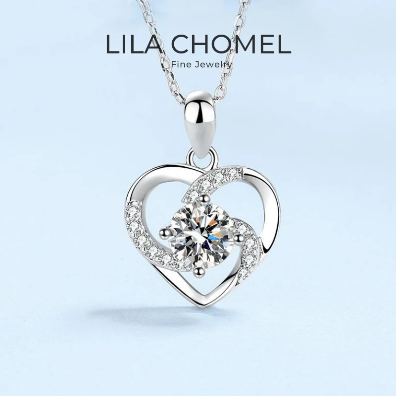 

Girlfriend Birthday Gift PT950 Platinum Heart Necklaces Women Wedding Jewelry 0.8CT Moissanite Diamond Daughter Valentine's Day