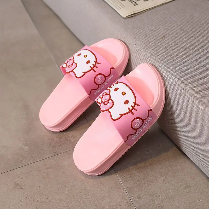 Hello Kittys Student Sandals Summer Anime Figure Soft Bottom Anti-Slip Parent-Child Slippers Wear Outside Kawaii Cartoon Home