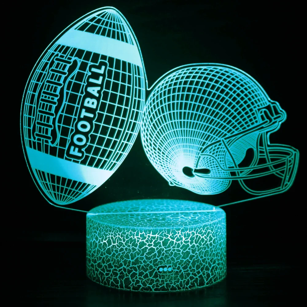 LEDサッカーランプ,3Dイリュージョン,子供用,ベッドサイドの装飾,常夜灯,7色の変更,男の子の部屋への誕生日プレゼント