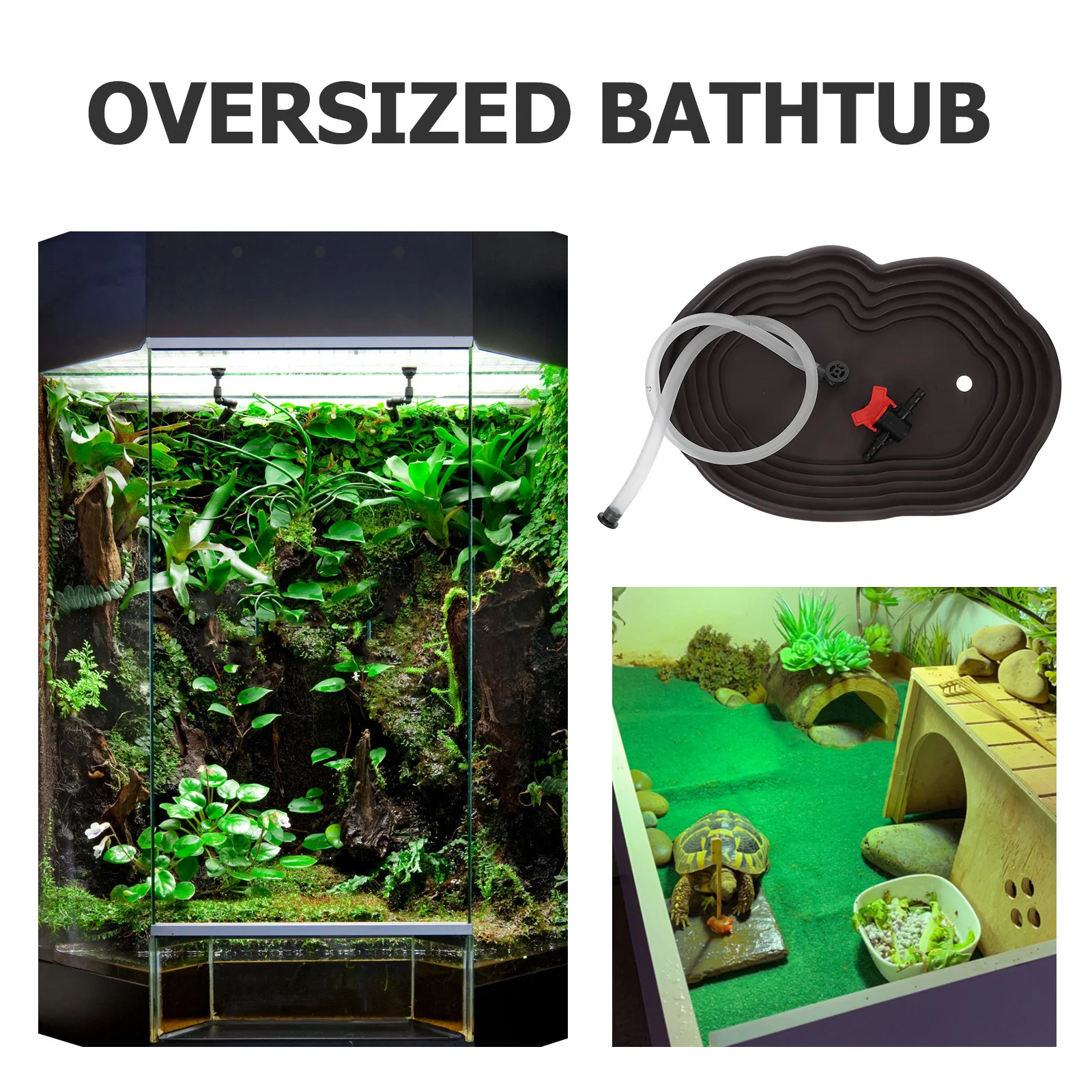 كبير السلاحف حوض الاستحمام الزواحف وعاء الماء السلحفاة الفرح منصة طبق التغذية تمرغ بركة منحدر خزان ديكور الحيوانات الأليفة #3