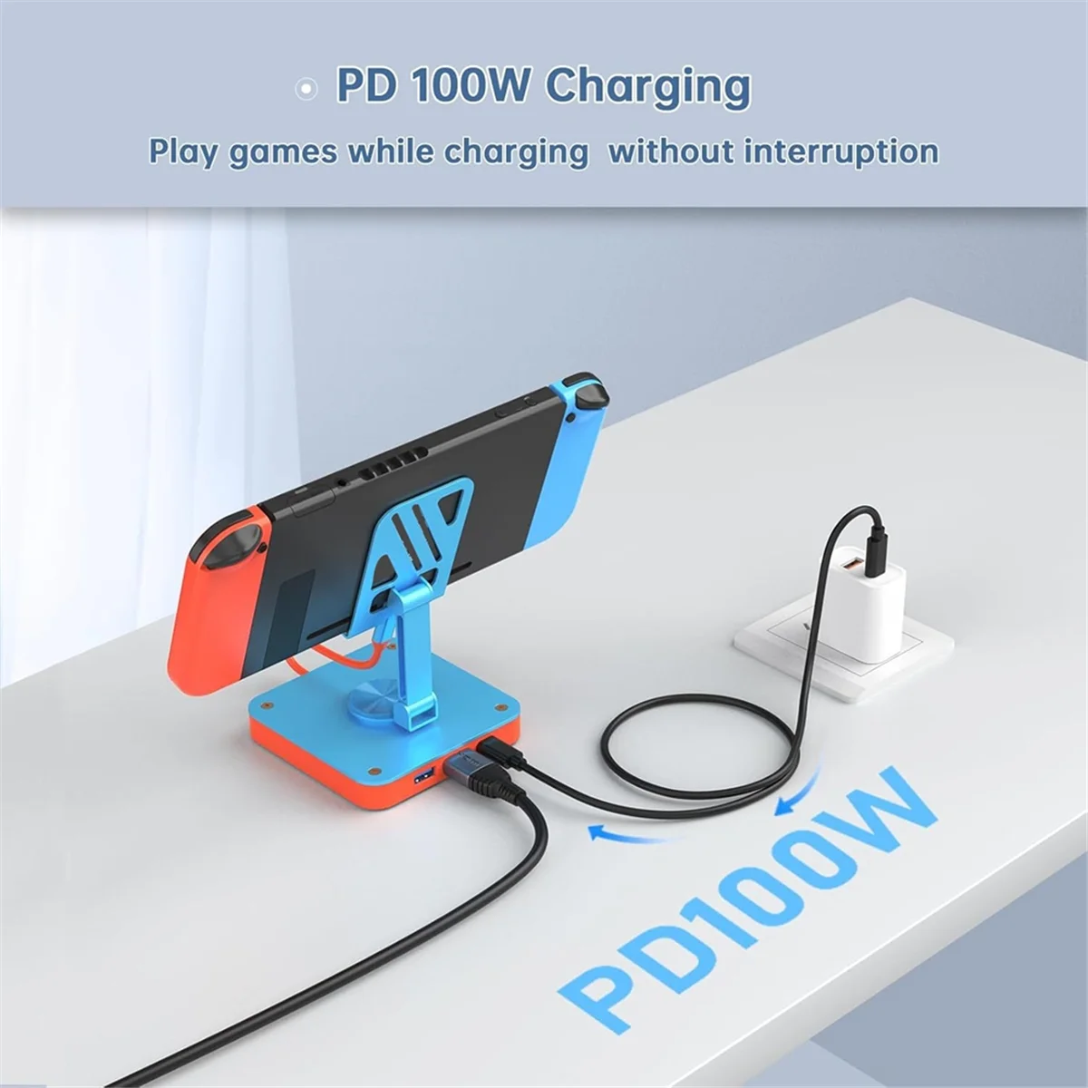 جديد 3 في 1 حامل قابل للتعديل USB-C Hub USB 2.0 PD 100 واط منافذ شحن قابلة للطي محطة إرساء دوارة للتبديل OLED