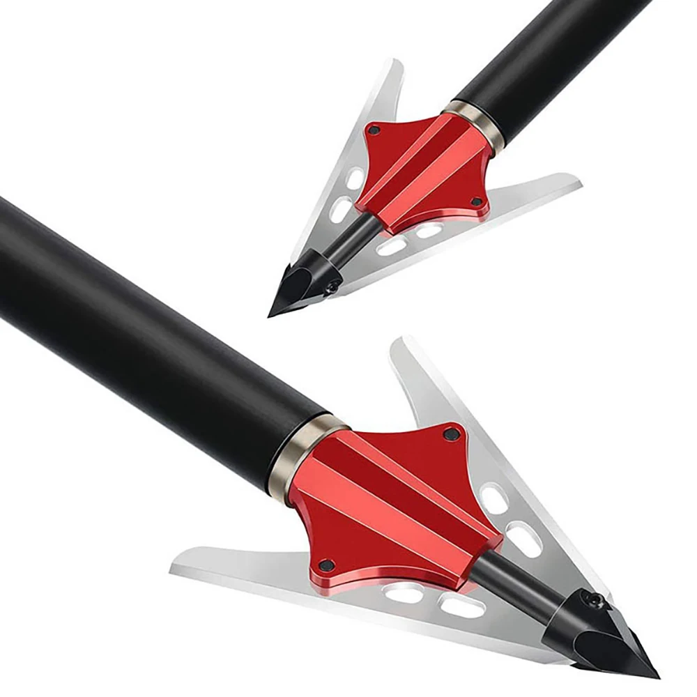 A24P 6 Buah Broadheads Berburu 2 Broadhead Pisau Geser Pegas untuk Mekanis Kompatibel dengan Panah dan Busur Majemuk