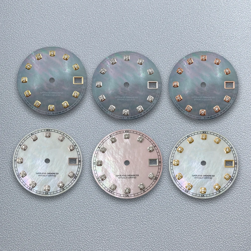 

28.5mm S Logo Shell Dial Fit NH35/NH36/4R/7S Japanese Movement High-Quality Diamond Dial Watch Modification Accessories