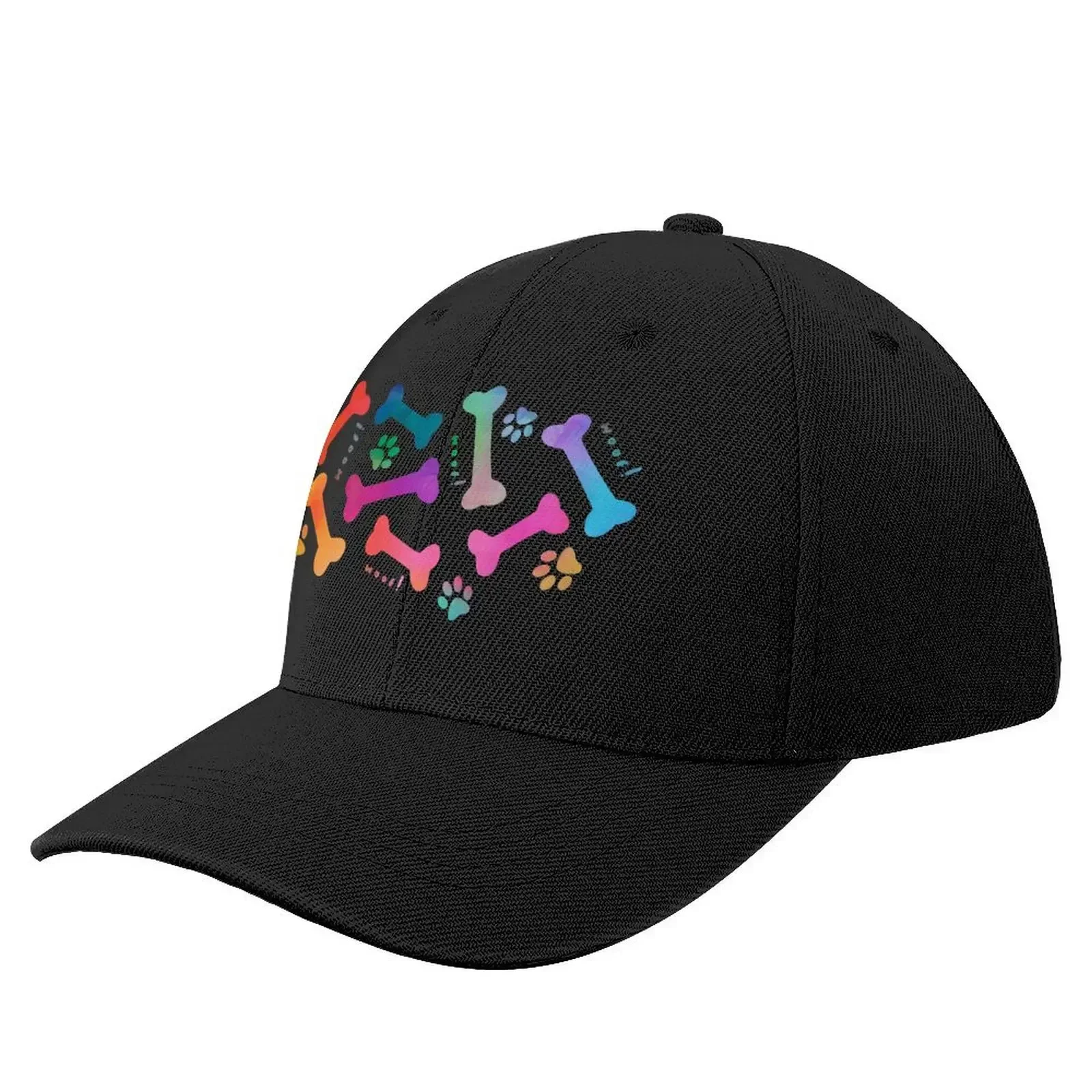 Rainbow dog bones and paw prints pattern Baseball Cap Cosplay party Hat For Men Women's