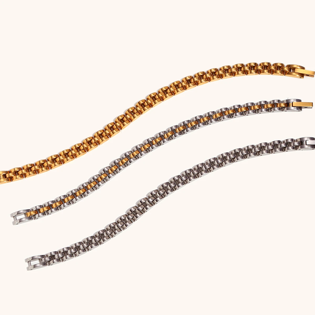 Popular 6mm Strap Chain Stainless Steel Bracelets For Women 18K Gold Plated Waterproof Luxury Designer High-End Jewelry